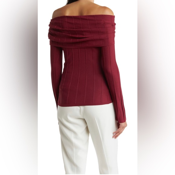 NICHOLAS Aglaia Drape Knit Drop One Shoulder Top Sangria New medium BRAND NEW - Picture 2 of 6